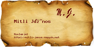 Mitli János névjegykártya